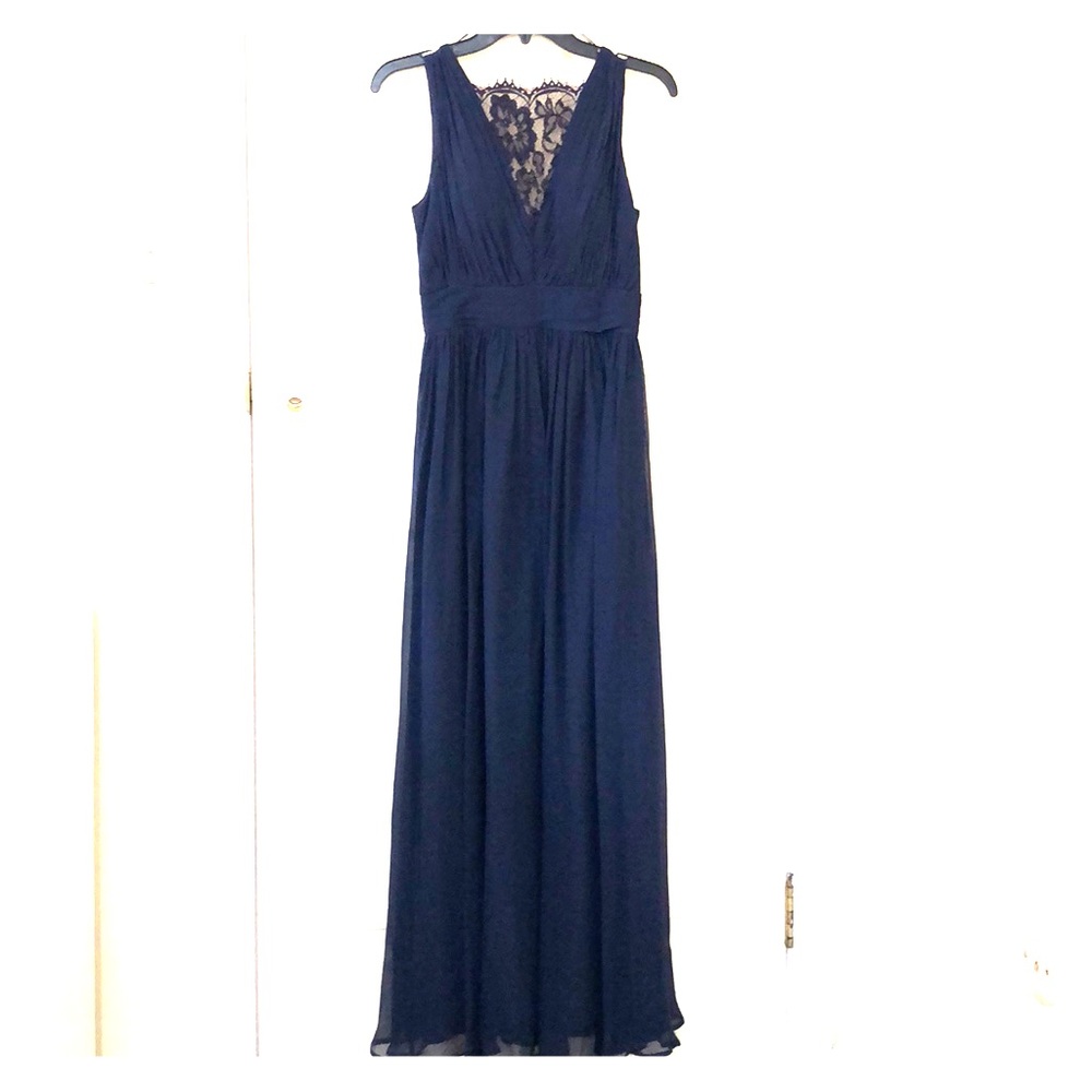 Aidan Mattox Navy Blu Chiffon Dress Gown Sz 0